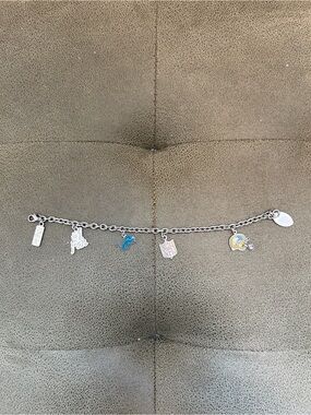 Vintage Silver-Tone Detroit Lions Football Charm Bracelet